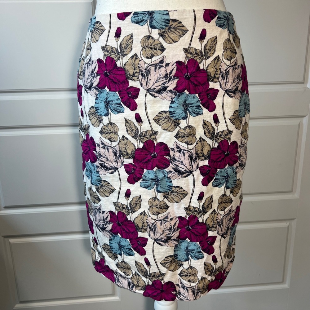Ann Taylor Floral Pencil Skirt‎ Size 0 Womens Career Party Cocktail